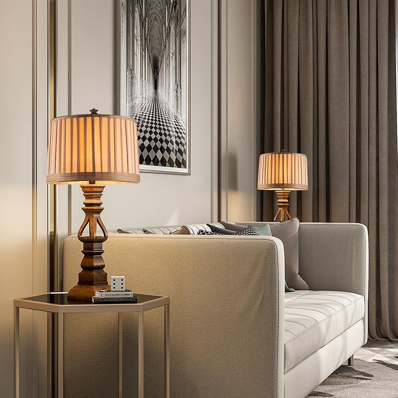 Stripe Drum Shade Antique Rustic Style Tower Table Lamp by Tavilume - resin small table lamp, view 5