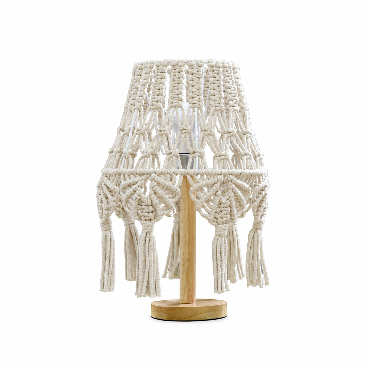 Macrame Table Lamp by Tavilume - wood medium table lamp, view 1