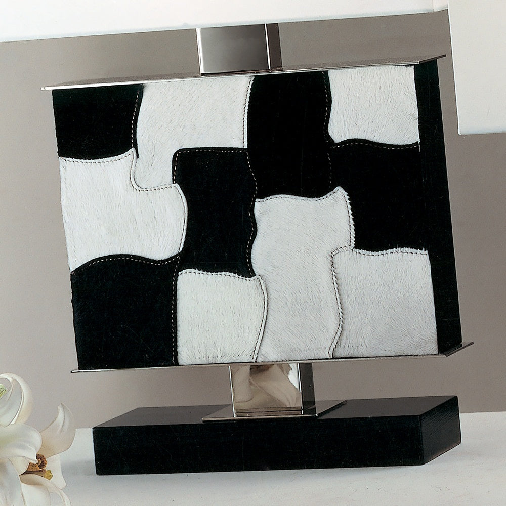 Contemporary Italian Black And White Hide Table Lamp by Tavilume - wood large table lamp, view 2