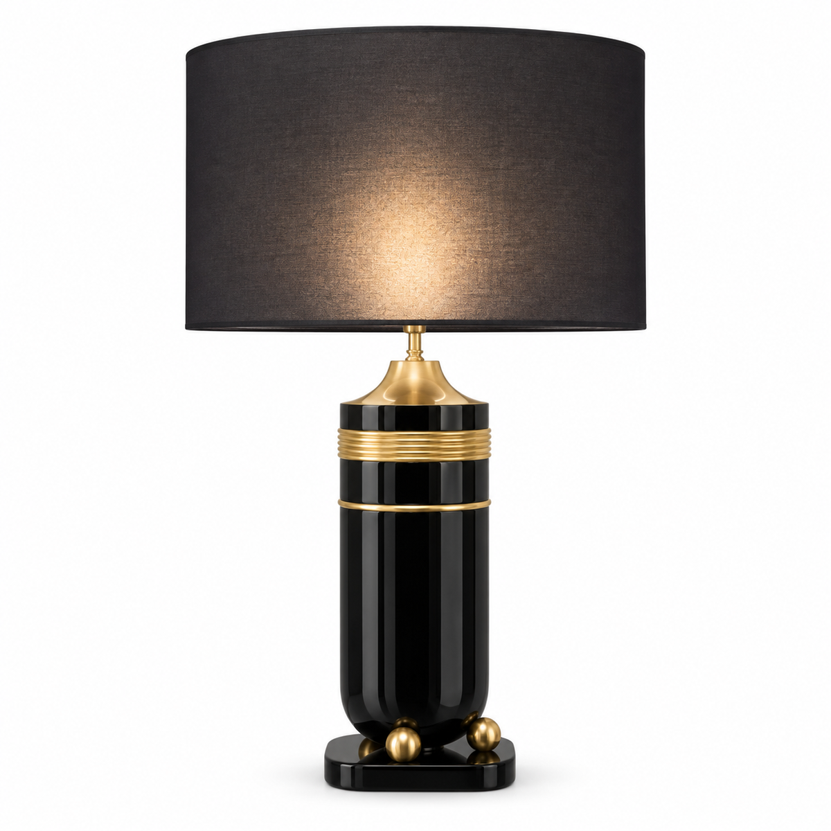 Premium Black Lacquered And Gold Table Lamp