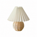 Rattan Pleated USB-Powered Table Lamp by Tavilume - rattan small table lamp, view 1