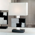 Small Contemporary Italian Black And White Hide Table Lamp by Tavilume - wood medium table lamp, view 1