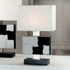 Small Contemporary Italian Black And White Hide Table Lamp by Tavilume - wood medium table lamp, view 1
