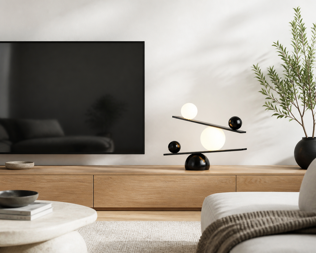 Balance Table Lamp product view 5, showing Marble, Glass and Black, Gold