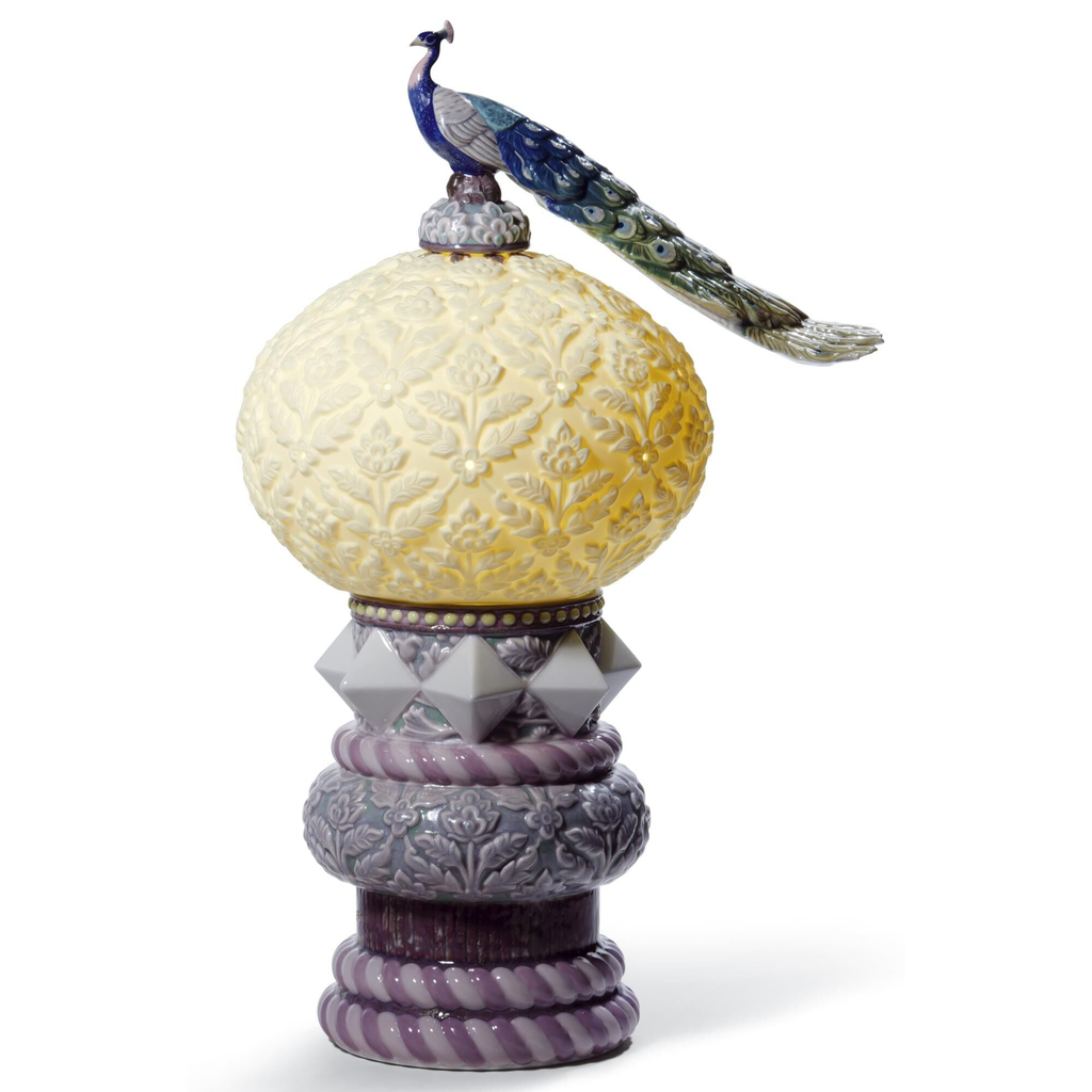 Curated Lladro Peacock 16 Inch Accent Lamp by Tavilume — white background table lamp product image