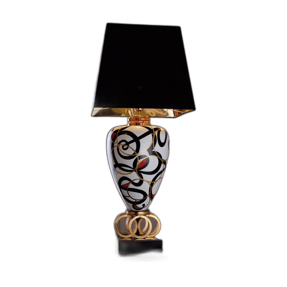Exclusive Black And White Majolica Table Lamp by Tavilume — white background table lamp product image