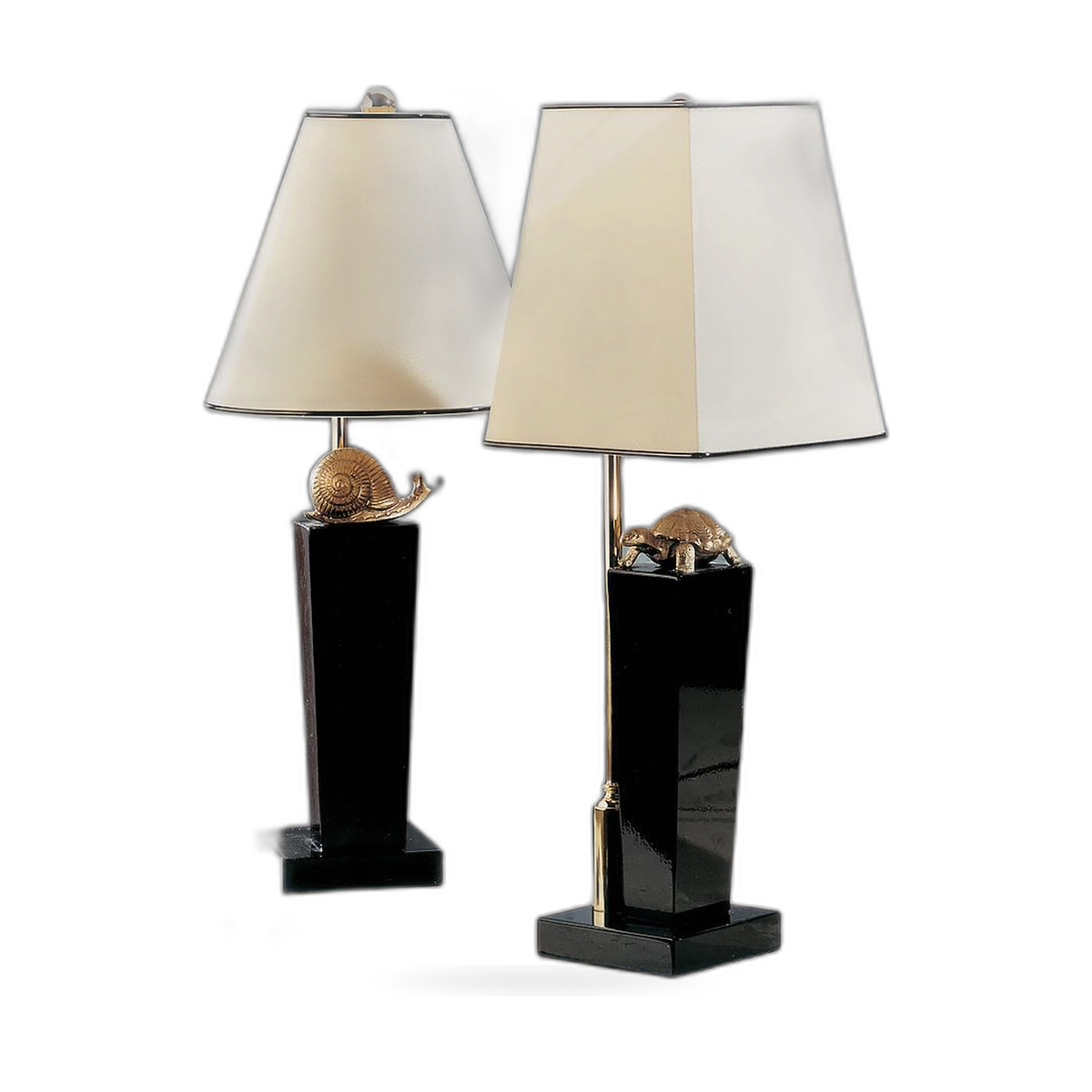 Exclusive Lacquered Bronze Black Table Lamp by Tavilume — white background table lamp product image