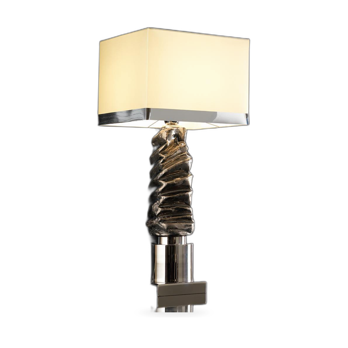 Exclusive Platinum Plated Majolica Table Lamp by Tavilume — white background table lamp product image