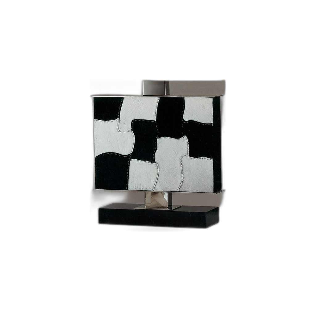 Contemporary Italian Black And White Hide Table Lamp by Tavilume — white background table lamp product image