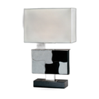Small Contemporary Italian Black And White Hide Table Lamp by Tavilume — white background table lamp product image