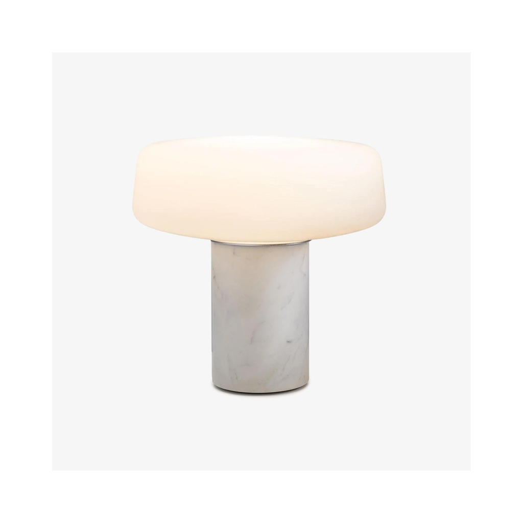Solid Marble Cylinder Table Lamp by Tavilume — white background table lamp product image