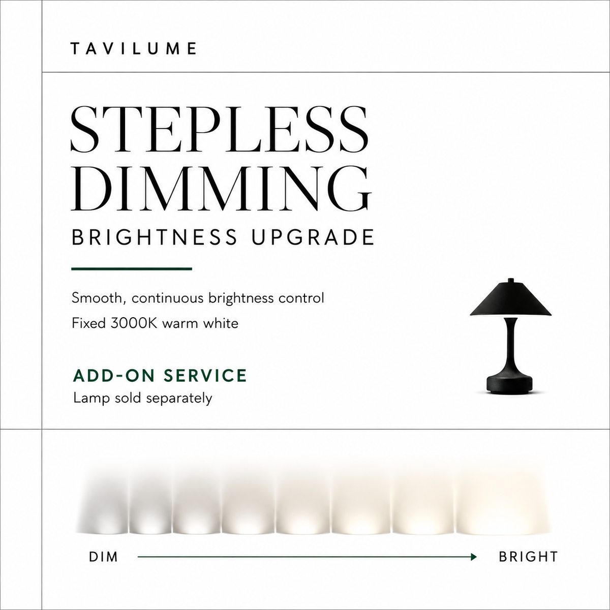TaviLume stepless dimming upgrade for compatible table lamps