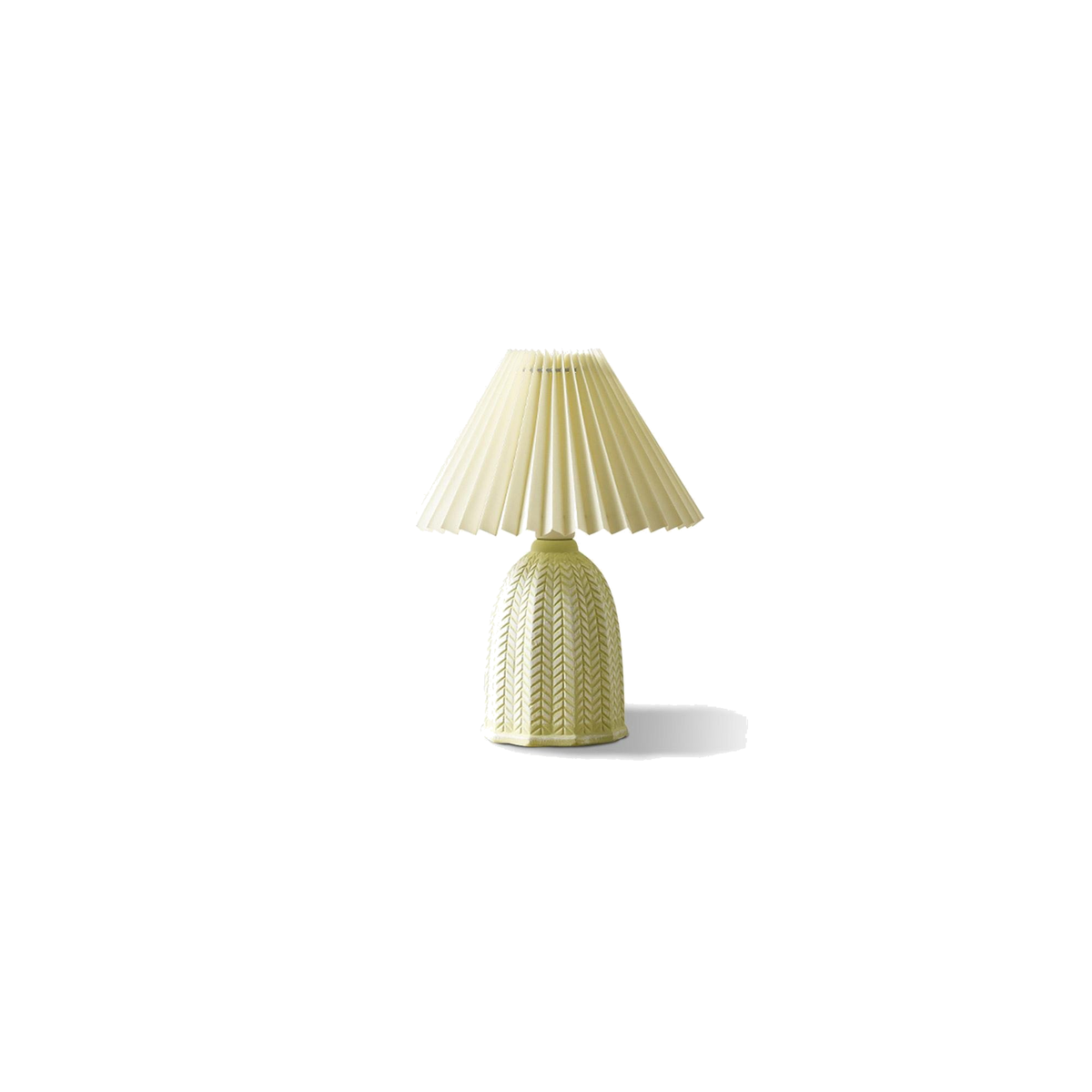 Vintage Tapered Pleated Linen Shade Ceramic 1-Light Table Lamp by Tavilume — white background table lamp product image