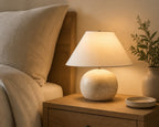 Beachside Table Lamp product view 4, showing Wooden, Fabric, Metal and Wood+White