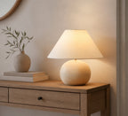 Beachside Table Lamp product view 2, showing Wooden, Fabric, Metal and Wood+White