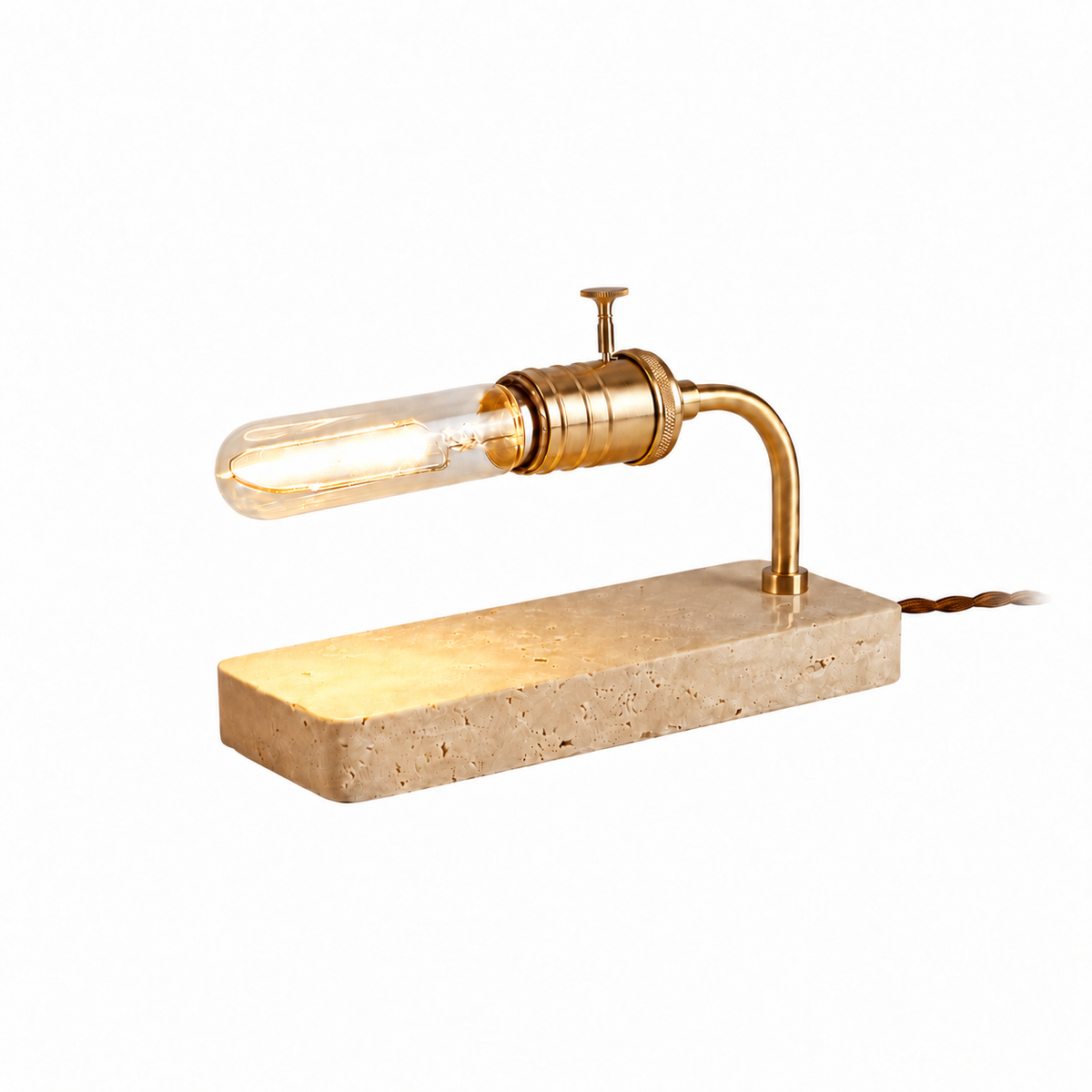 Travertine Vintage Tube Table Lamp by Tavilume - travertine small table lamp, view 1