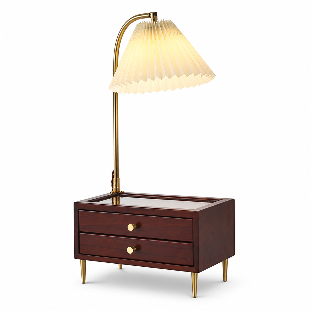 Wood Drawer Table Lamp