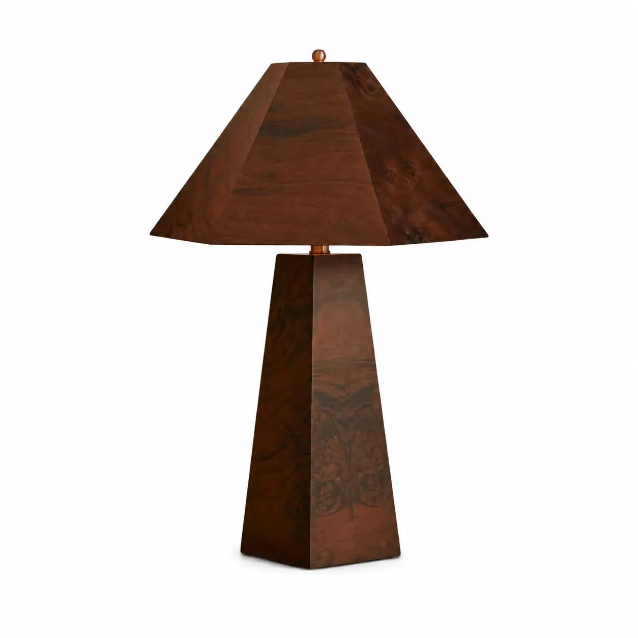 Tavilume dark wood table lamp on a pure white background