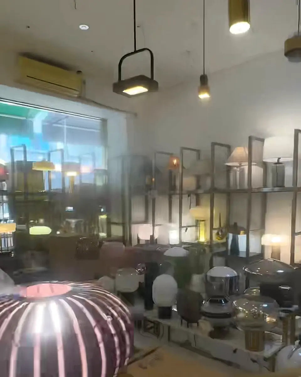 A lamp-filled view inside Tavilume's working sample room in Guzhen